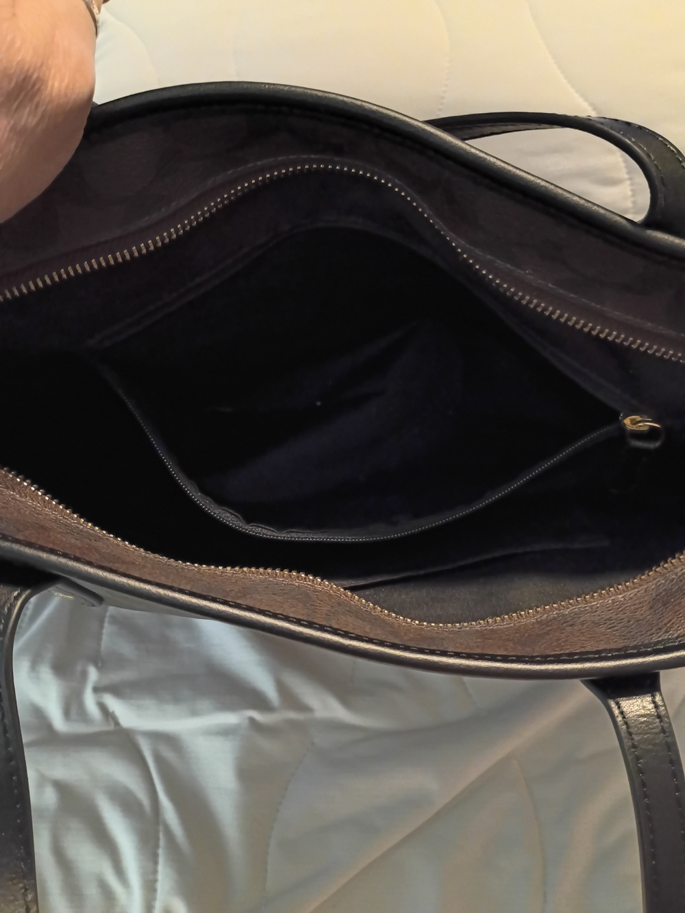Authentic Coach City Zip Tote Signature Canvas Brown/Black F58292 - Picture 7 of 8